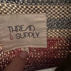 Thread & Supply Silver and Red Knit Sweater